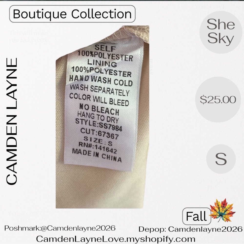 She + Sky Long Sleeve Floral Dress in Cream and Gold - Picture 11 of 11